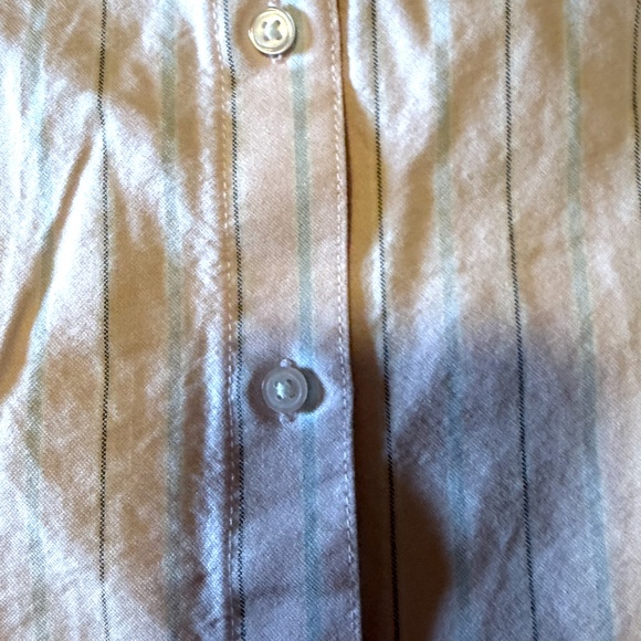 Pink and gray organic cotton striped pocket short sleeve oxford shirt NWT - Picture 5 of 9